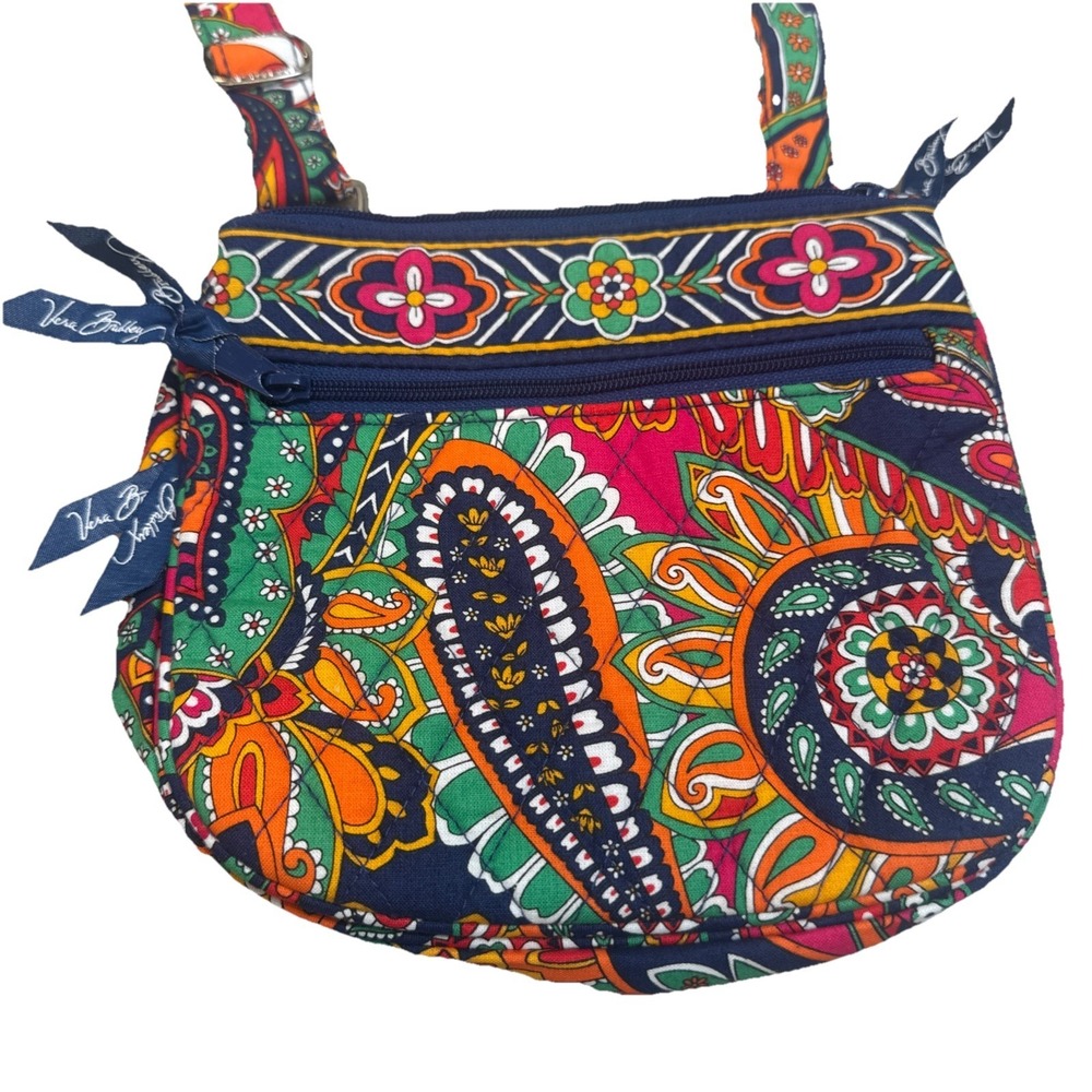 Vera Bradley Quilted Paisley Crossbody So Cute! Multicolor Strap Up To 25" EUC